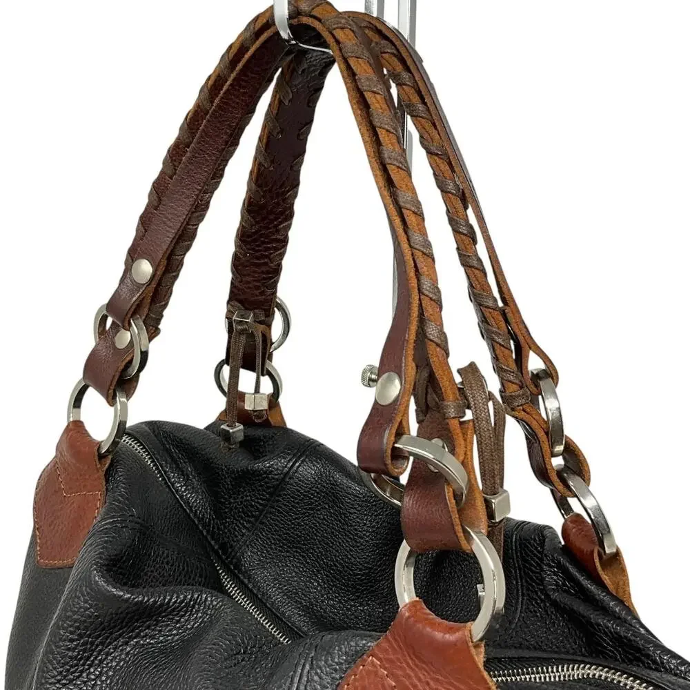 Pauric Sweeney Satchel Bag Womens Large Black Brown Leather Made In Italy